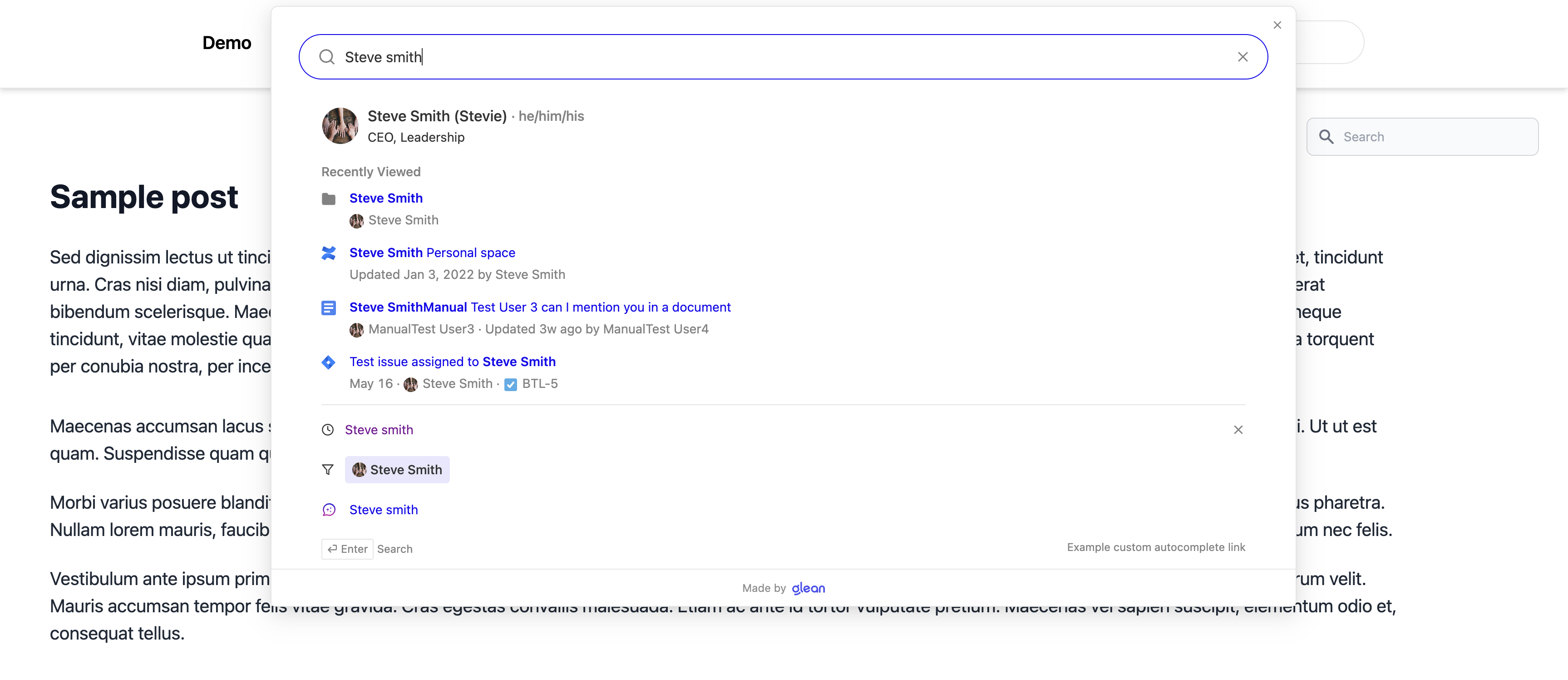Modal Search Initial View