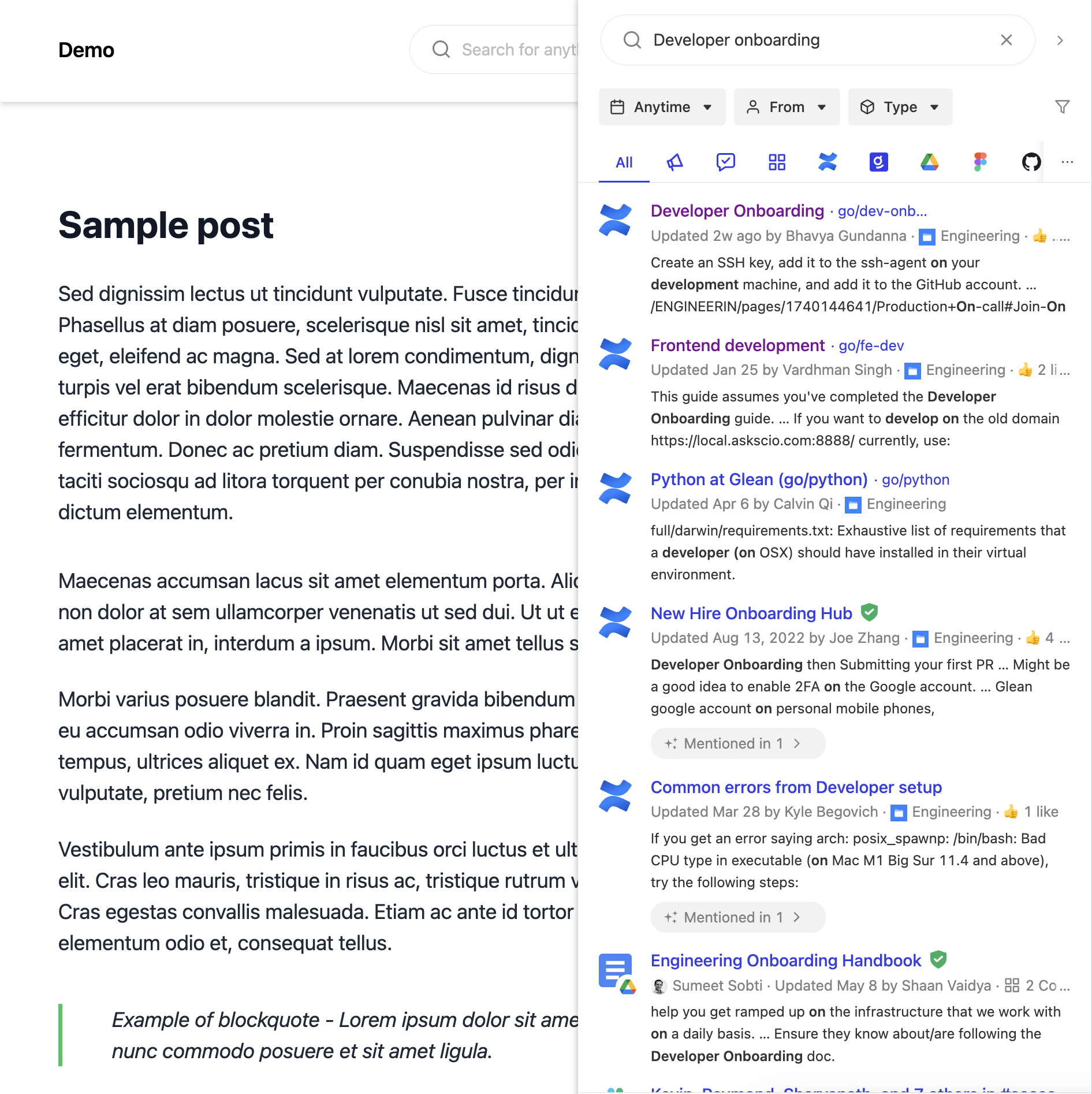 Sidebar Results View